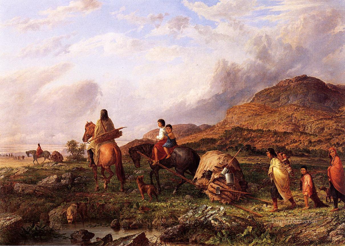 Seth Eastman Indian Mode of Transportation Oil Paintings
